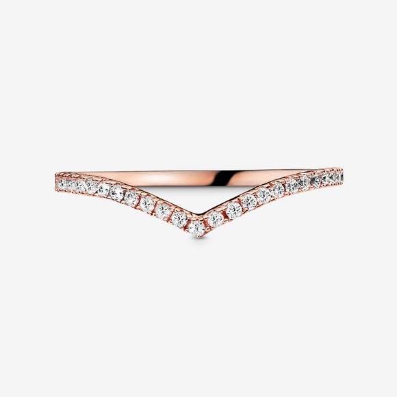 Pandora Jewelry - Pandora Sparkling Wishbone Ring Rose Gold Size 5